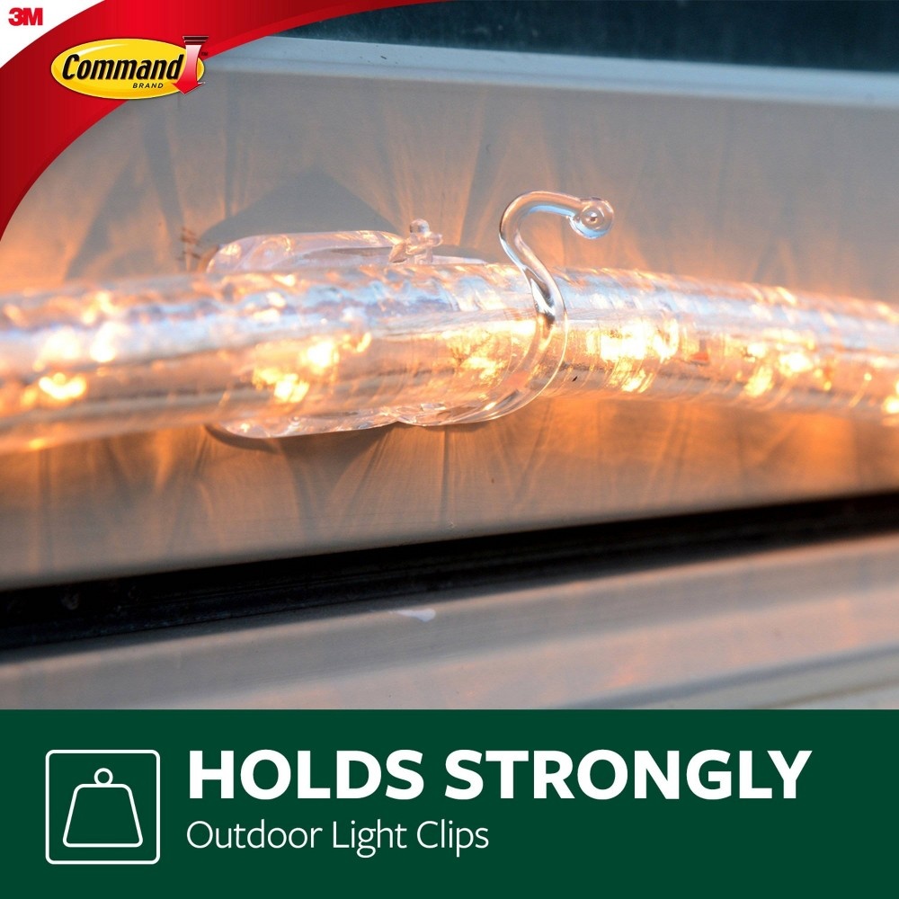 slide 3 of 9, Command Outdoor Rope Light Clips with Foam Strips Clear, 1 ct