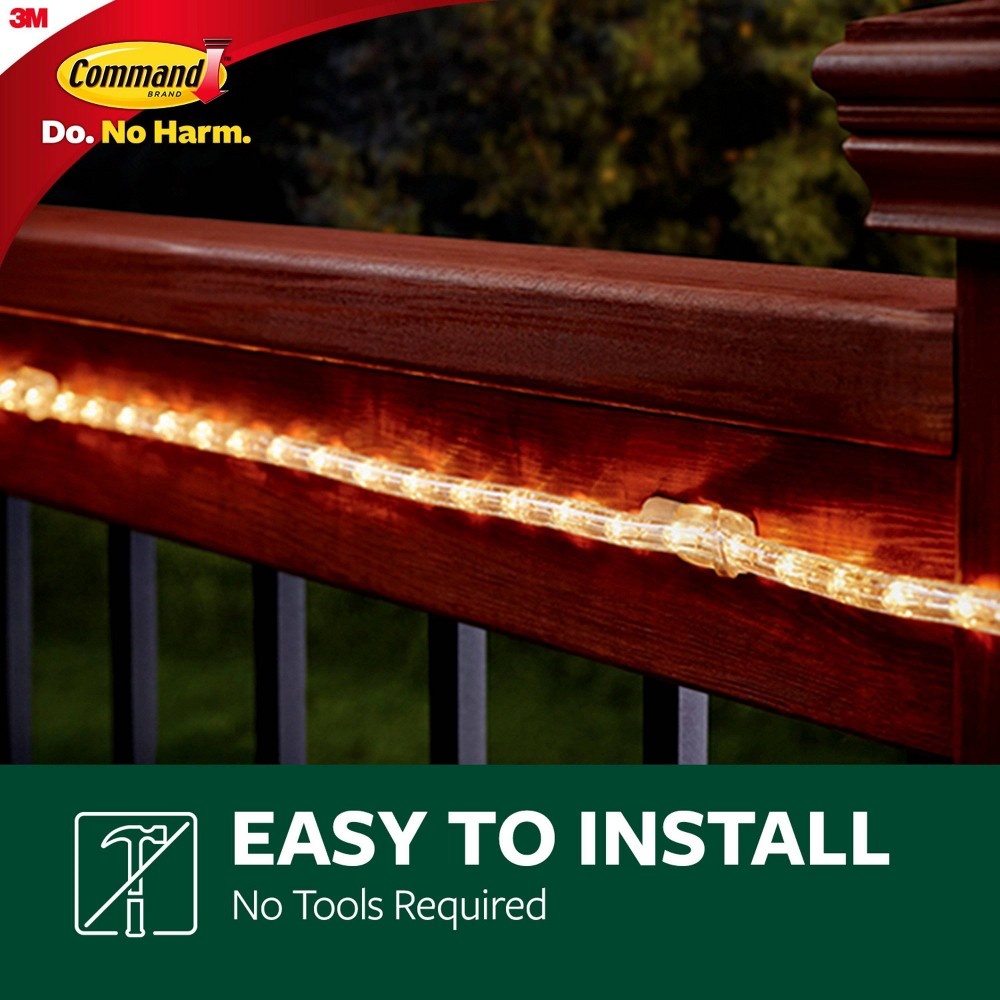 slide 4 of 9, Command Outdoor Rope Light Clips with Foam Strips Clear, 1 ct