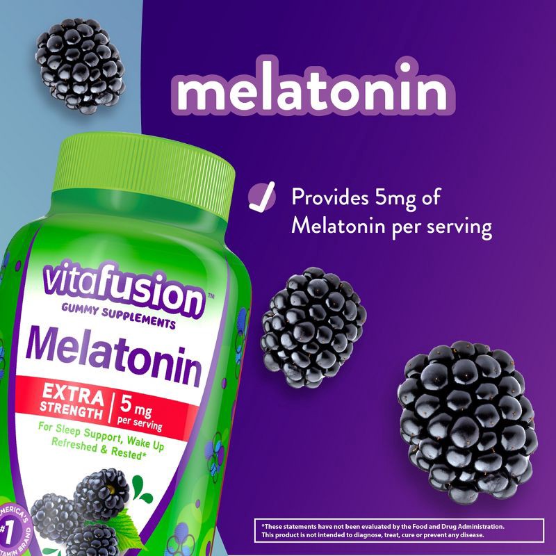 slide 3 of 7, Vitafusion Extra Strength Melatonin Vitamin Gummies - Blackberry - 120ct, 120 ct