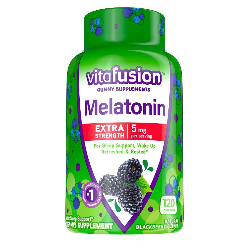 slide 1 of 7, Vitafusion Extra Strength Melatonin Vitamin Gummies - Blackberry - 120ct, 120 ct