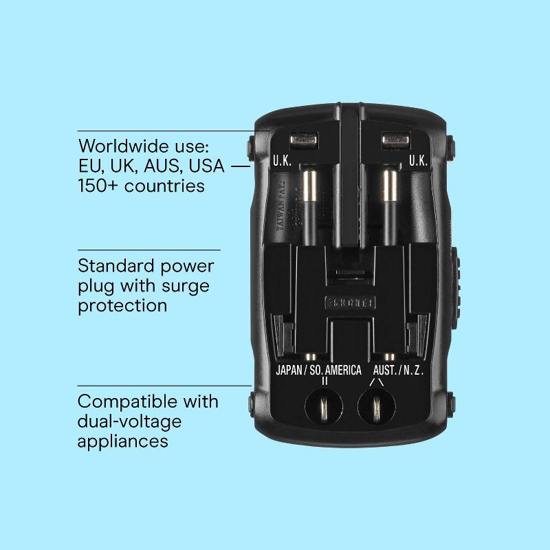 slide 2 of 10, Travel Smart by Conair All-in-One Adapter: Compatible with European Outlets, 1 ct
