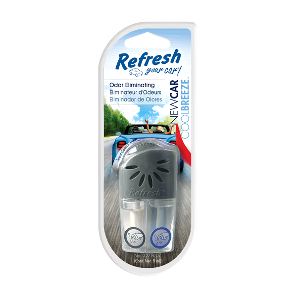 slide 1 of 1, Refresh Your Car! Dual-Scented Oil Wick New Car And Cool Breeze Scents, 1 ct