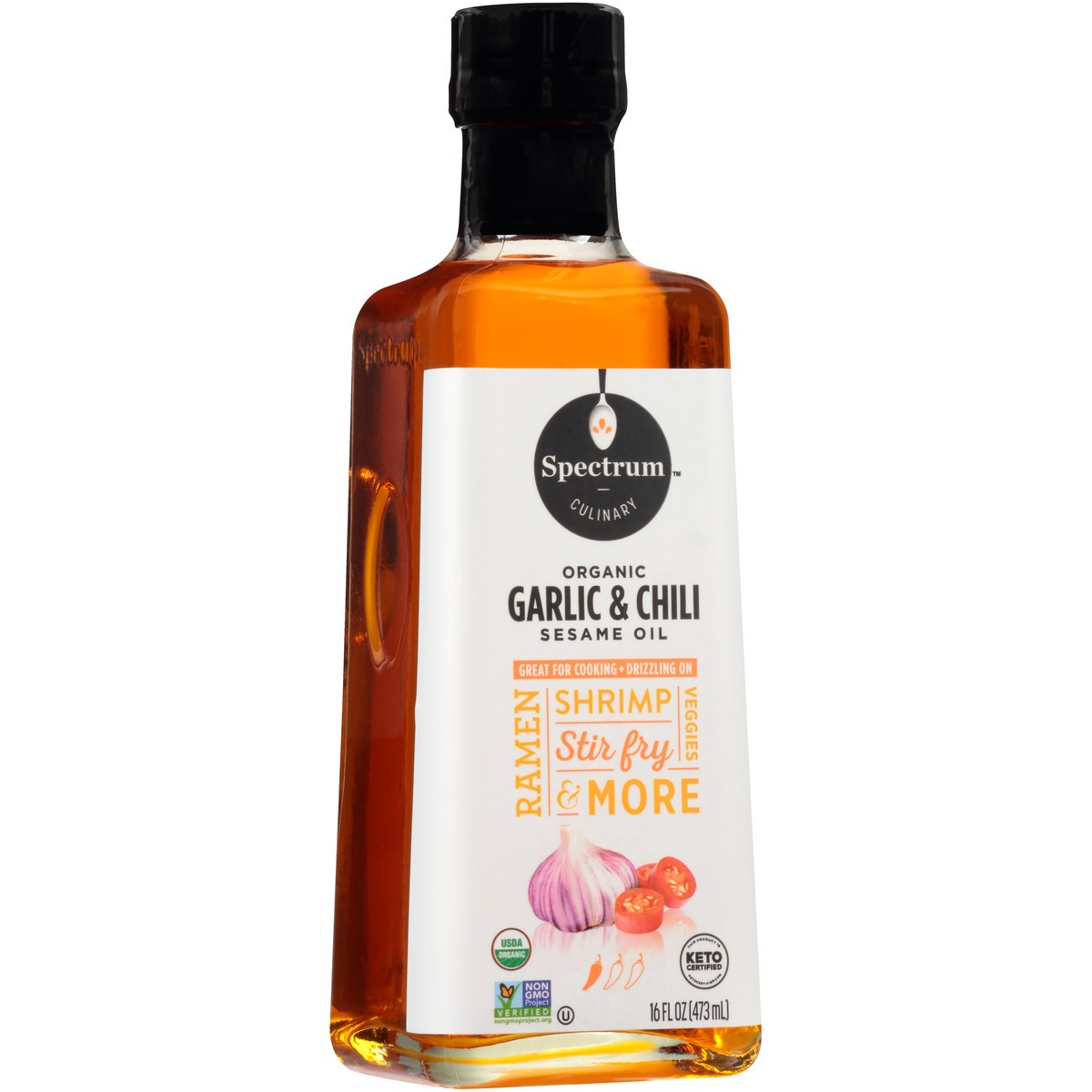slide 9 of 9, Spectrum Culinary Organic Garlic & Chili Sesame Oil 16 fl. oz. Bottle, 16 fl oz