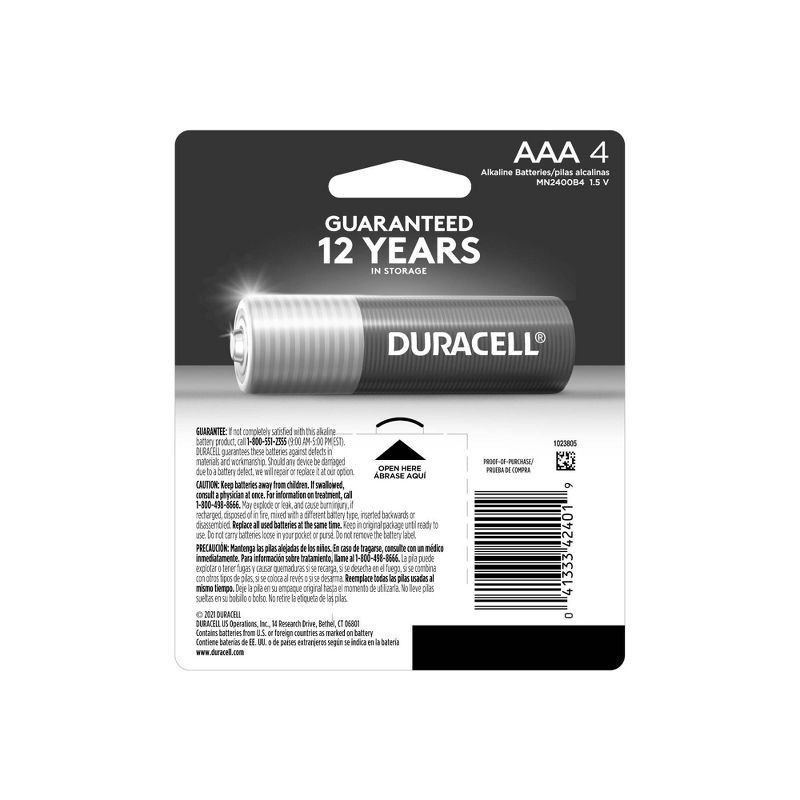 slide 6 of 6, Duracell Coppertop AAA Batteries - 4pk Alkaline Battery, 4 ct