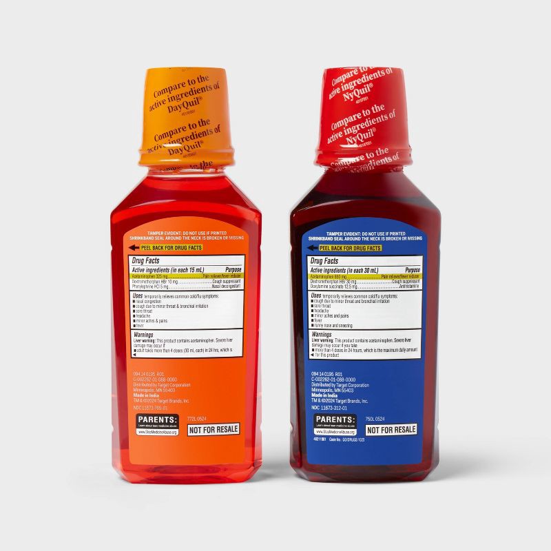 slide 5 of 6, Day/Night Cold & Flu Multi-symptom Relief Liquid - Cherry - 24 fl oz - up&up™, 24 fl oz