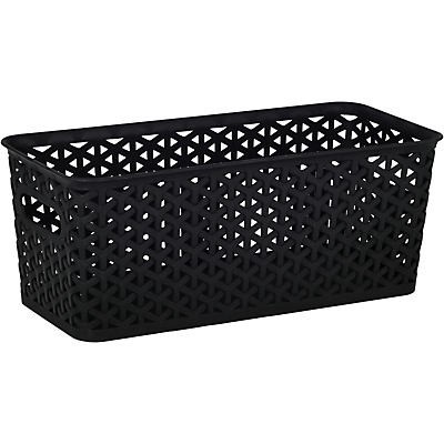 slide 1 of 1, our goods Cross Weave Long Rectangle Storage Bin - Black, 1 ct