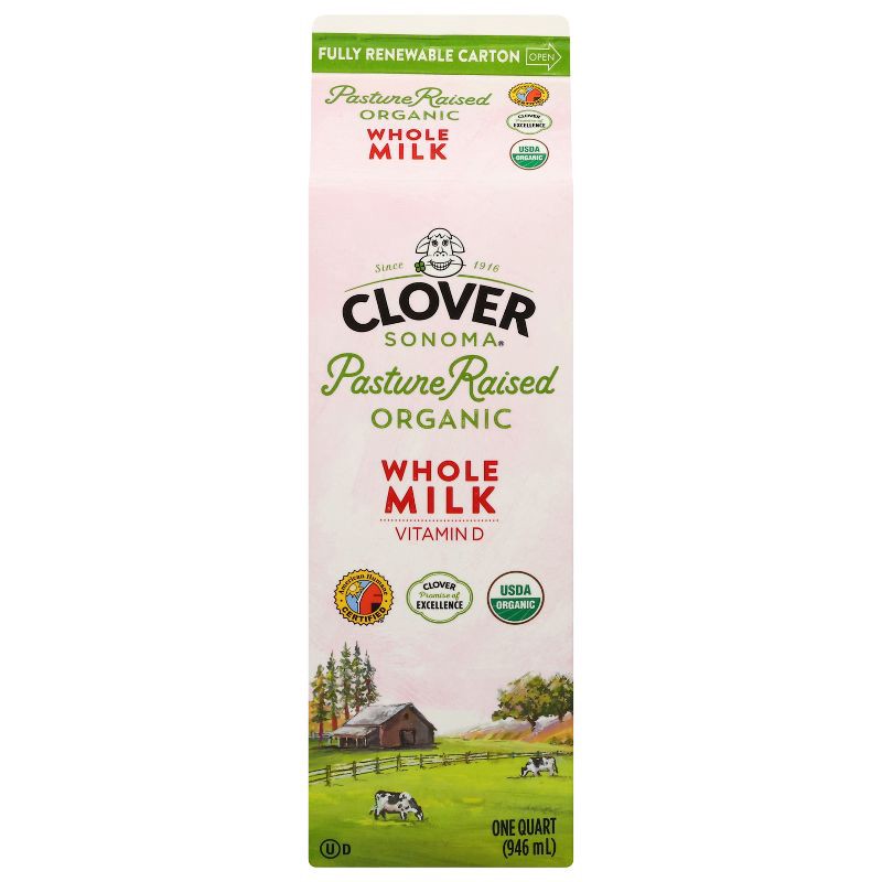 slide 2 of 2, Clover Sonoma Clover Organic Farms Vitamin D Milk - 1qt, 1 qt