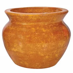 Blue Orange Pottery Medium Bean Pot Clay