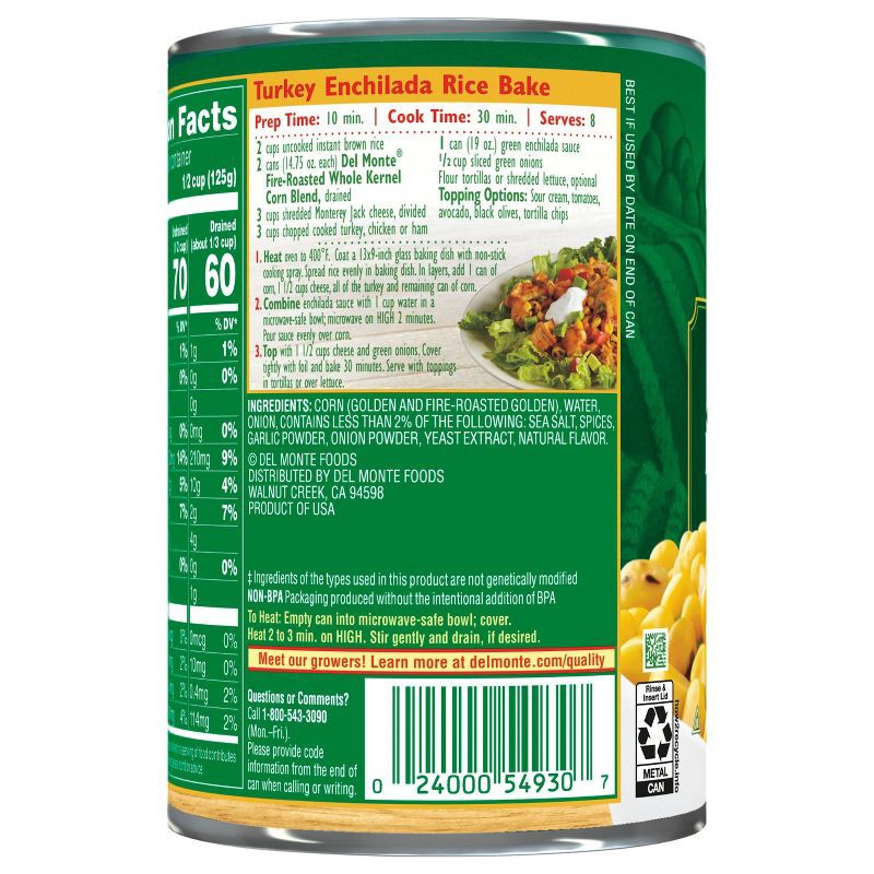 slide 2 of 3, Del Monte Whole Kernel Fire-Roasted Corn Blend 14.5oz, 14.5 oz