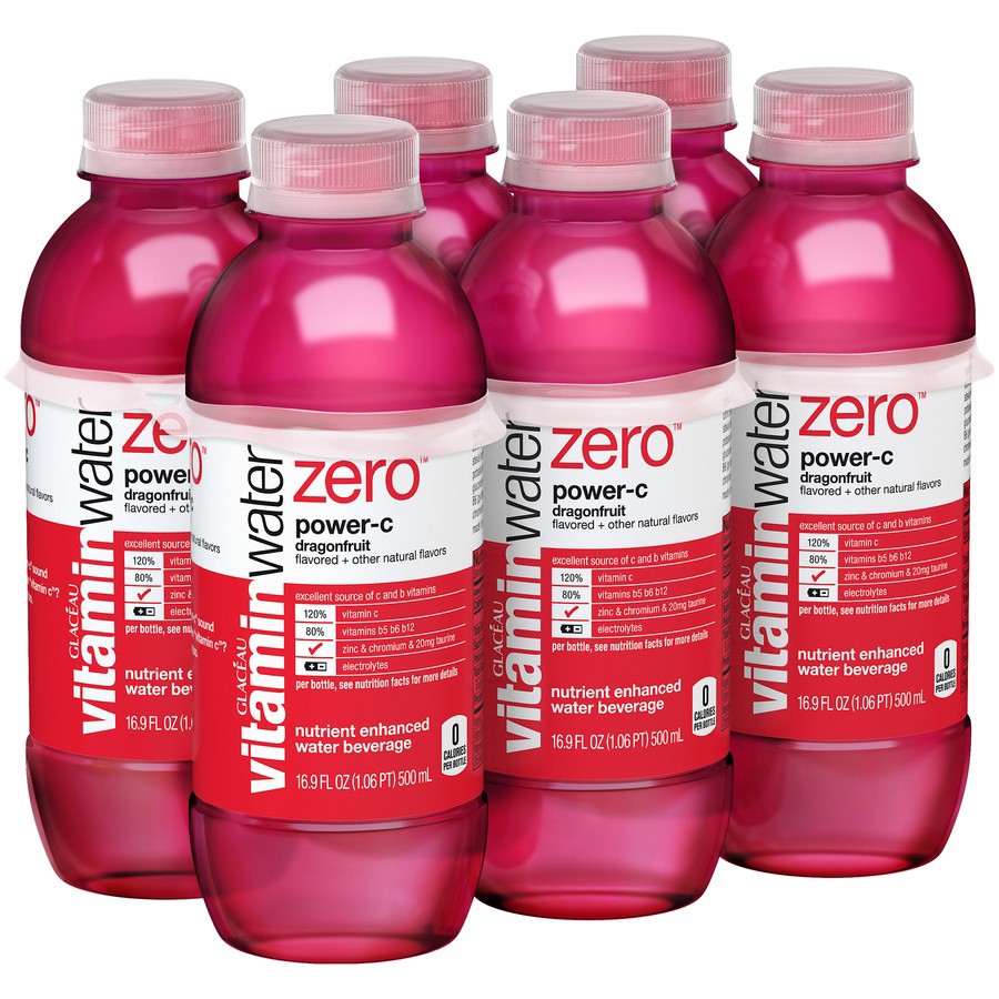 slide 5 of 9, vitaminwater Zero Power-C Nutrient Enhanced Dragonfruit Water Beverage - 6 ct, 6 ct