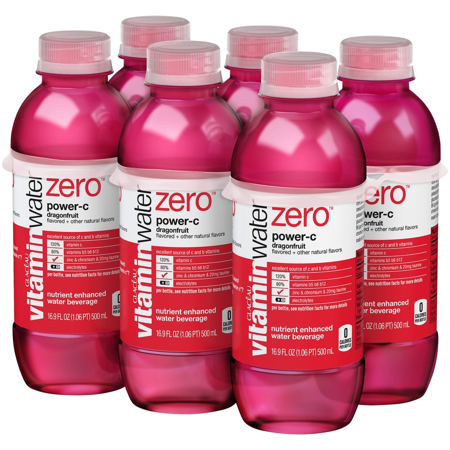 slide 6 of 9, vitaminwater Zero Power-C Nutrient Enhanced Dragonfruit Water Beverage - 6 ct, 6 ct