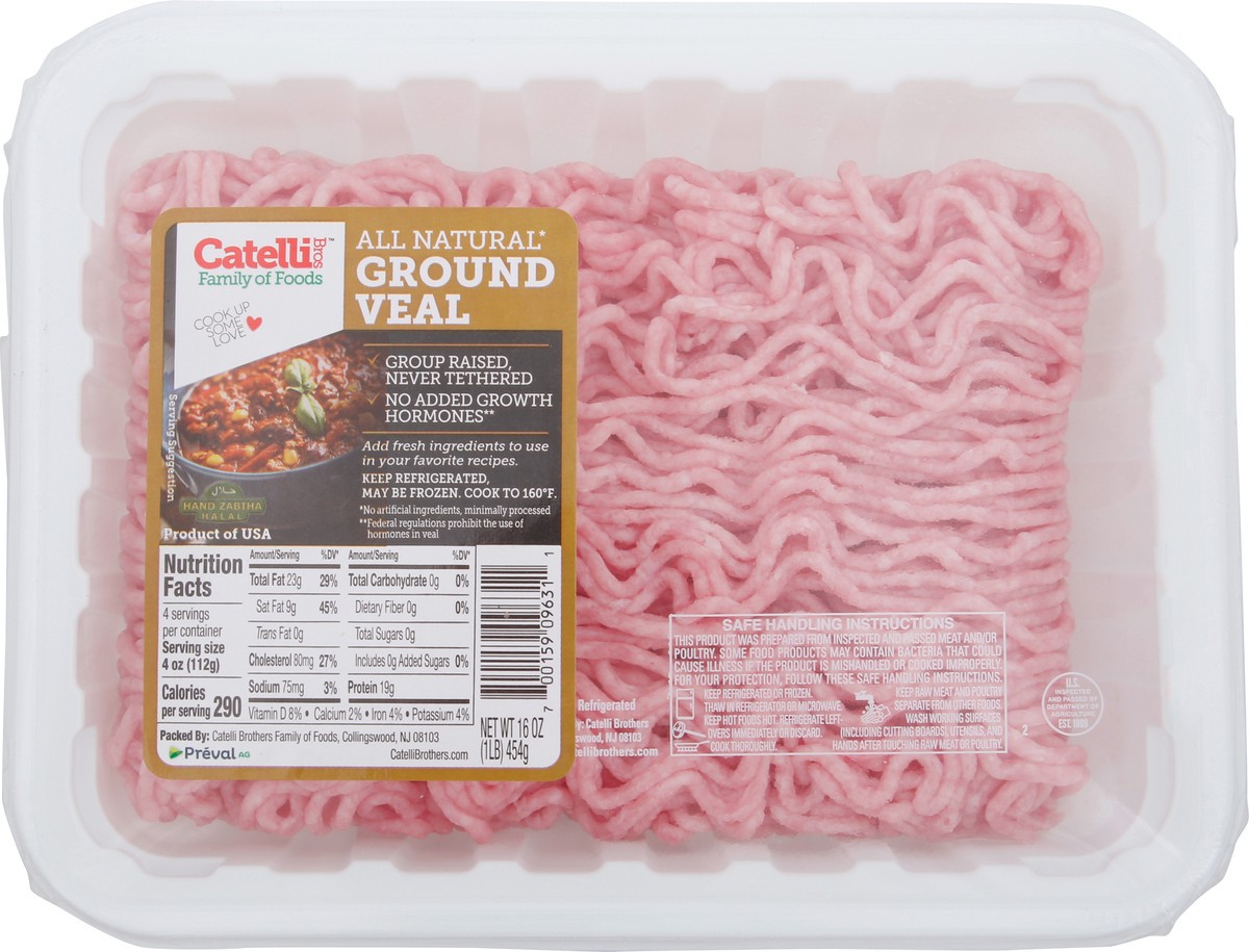 slide 2 of 2, Catelli Bros Family of Foods All Natural Ground Veal 16 oz, 16 ct