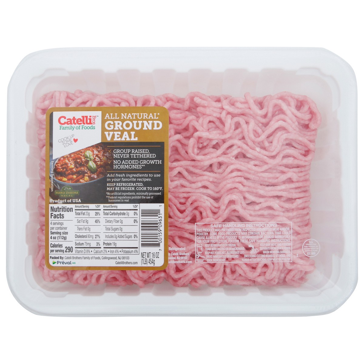 slide 1 of 2, Catelli Bros Family of Foods All Natural Ground Veal 16 oz, 16 ct