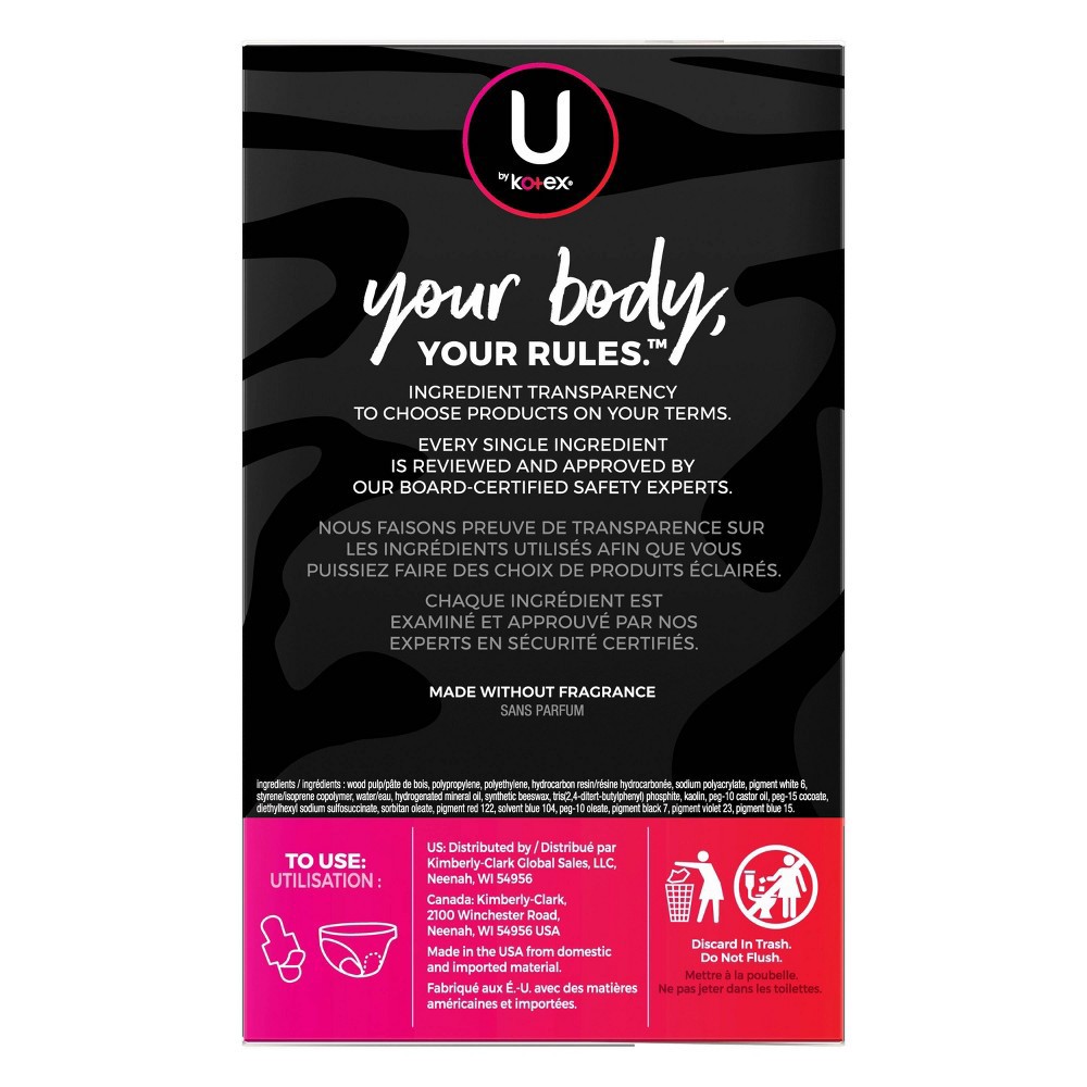 slide 6 of 10, U by Kotex CleanWear Ultra Thin Fragrance Free Pads with Wings - Regular - Unscented - 46ct, 46 ct