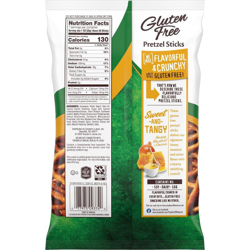 slide 4 of 7, Snyder's of Hanover Gluten Free Pretzel Sticks Honey Mustard and Onion - 7oz, 7 oz