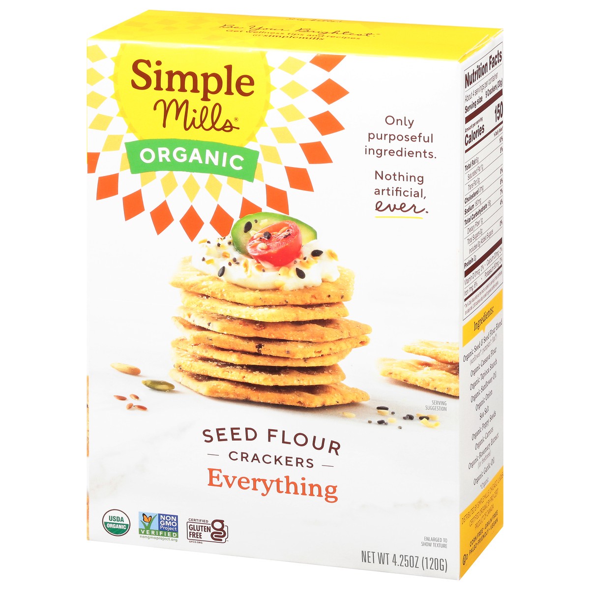 slide 8 of 9, Simple Mills Seed Flour Everything Crackers 4.25 oz, 1 ct