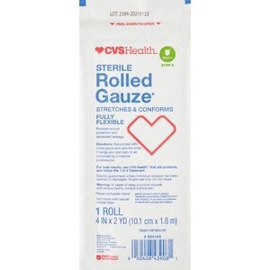 slide 1 of 1, CVS Health Sterile Latex-Free Rolled Gauze, 4 In X 2 Yd, 1 Ct, 1 ct