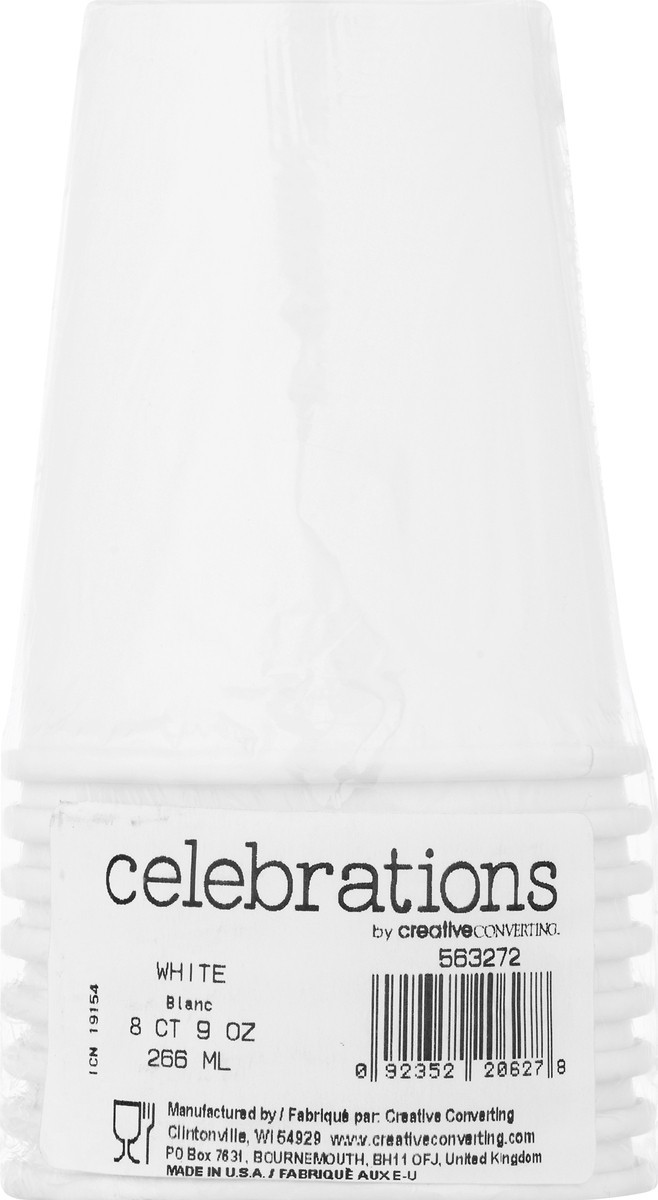 slide 9 of 11, Celebrations 9 Ounce White Cups 8 ea, 8 ct