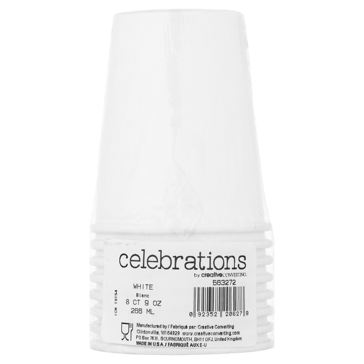 slide 11 of 11, Celebrations 9 Ounce White Cups 8 ea, 8 ct
