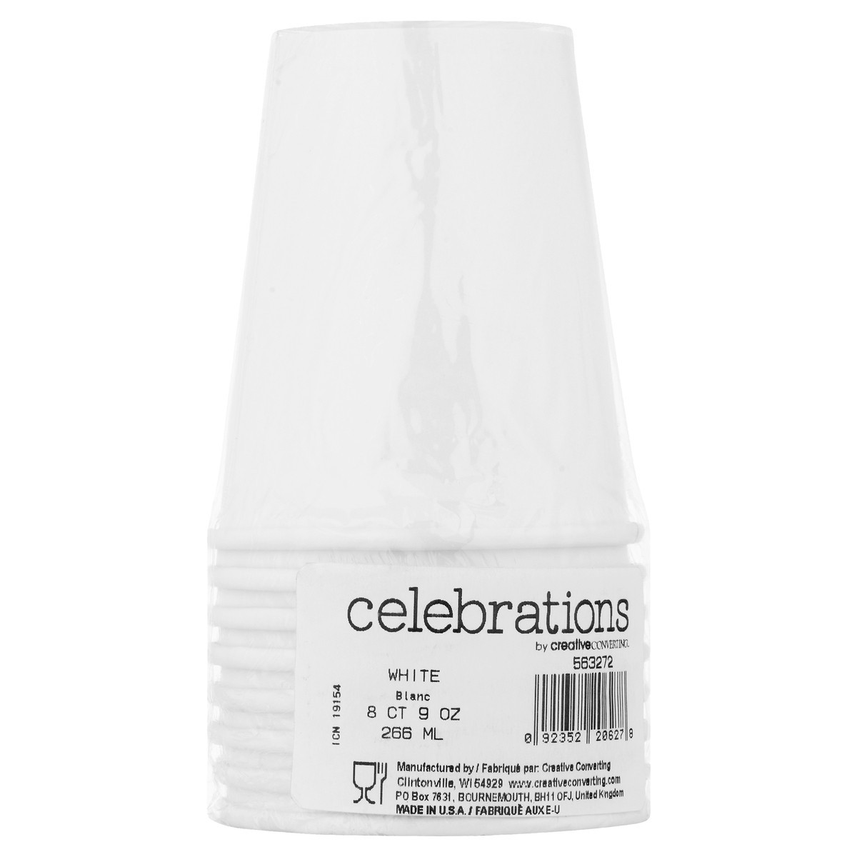 slide 3 of 11, Celebrations 9 Ounce White Cups 8 ea, 8 ct