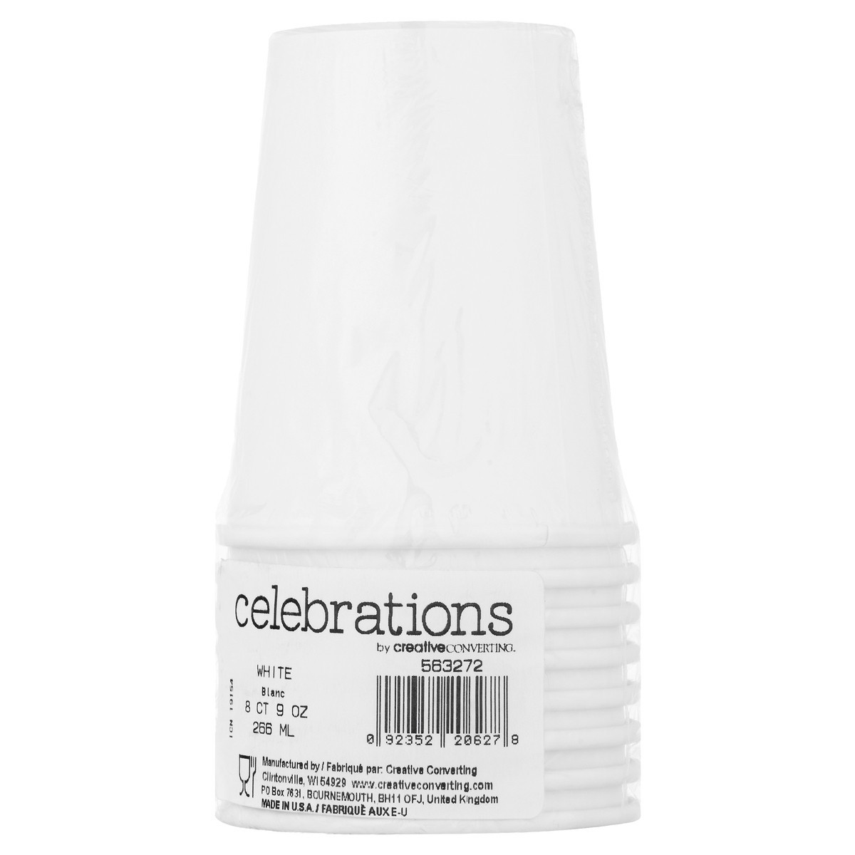 slide 2 of 11, Celebrations 9 Ounce White Cups 8 ea, 8 ct