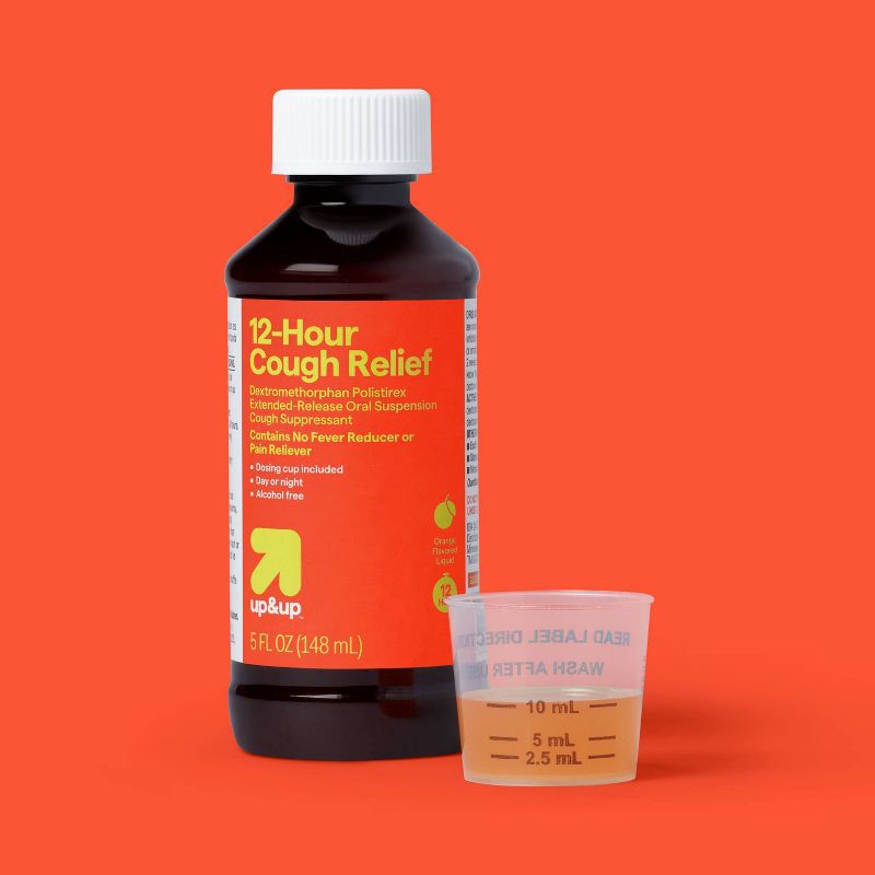 slide 2 of 4, Cough Suppressant DM 12 Hour Relief Liquid - Orange - 5 fl oz - up&up™, 5 fl oz