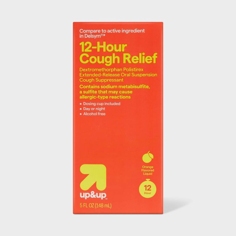 slide 1 of 4, Cough Suppressant DM 12 Hour Relief Liquid - Orange - 5 fl oz - up&up™, 5 fl oz