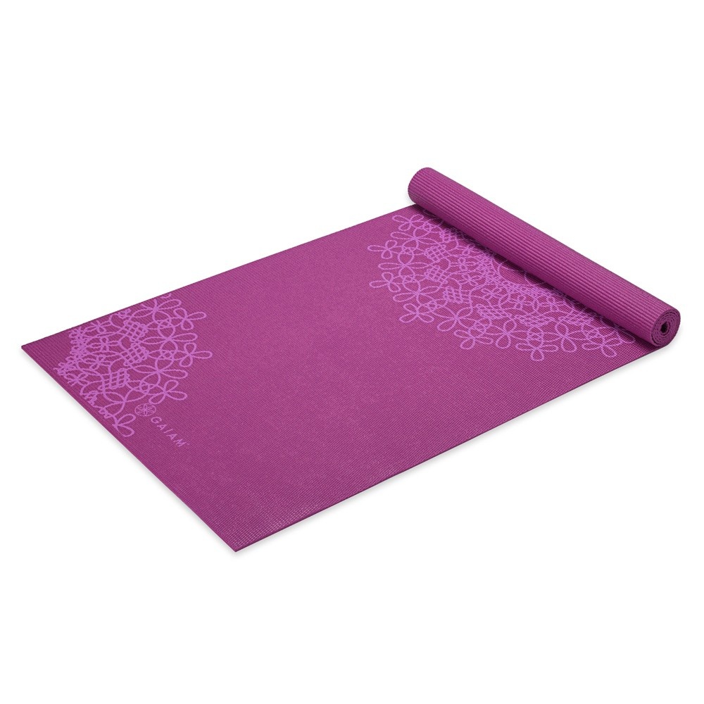 slide 3 of 5, Gaiam Printed Yoga Mat - Purple (4mm), 1 ct