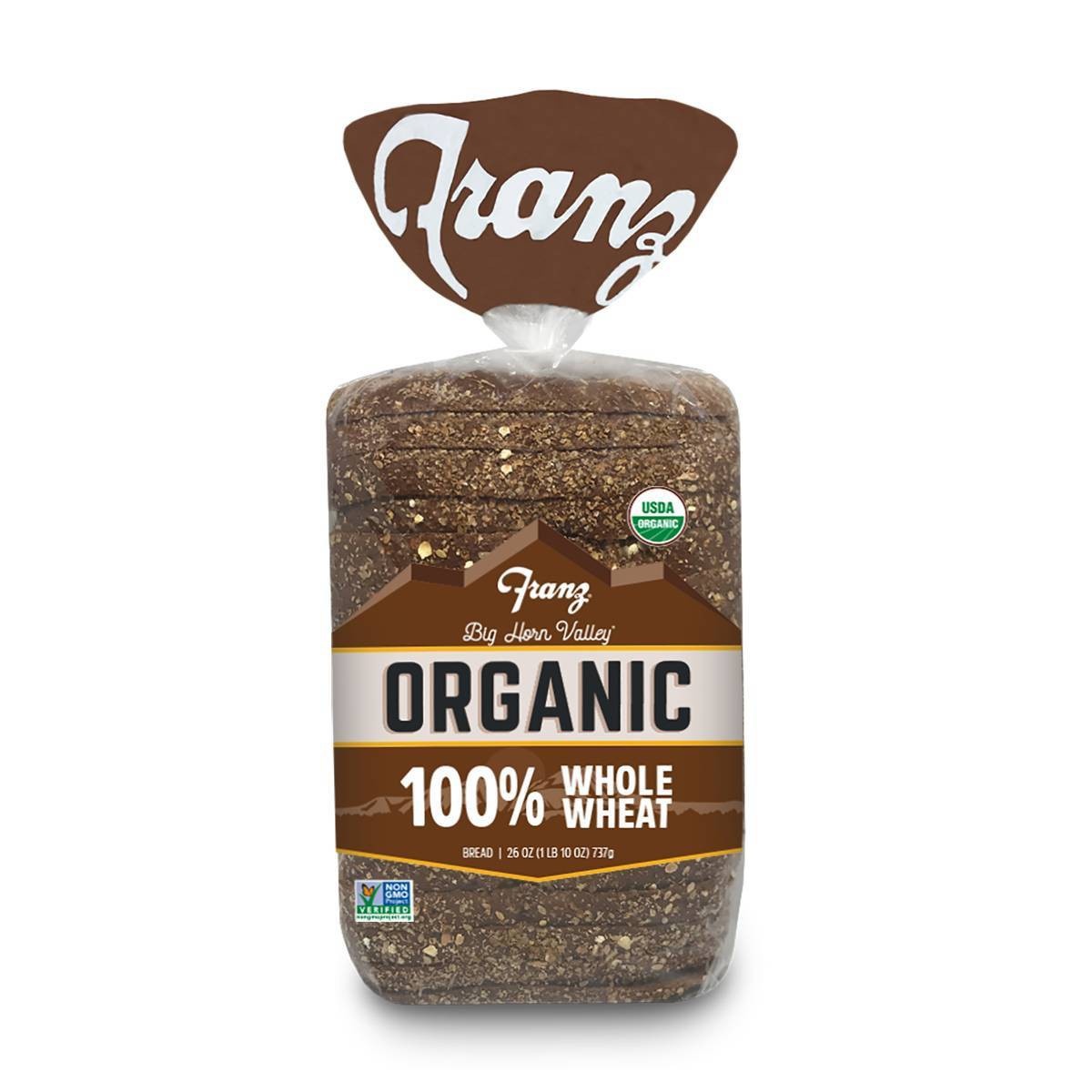 slide 1 of 5, Franz 100% Whole Wheat Organic Bread, 26 oz