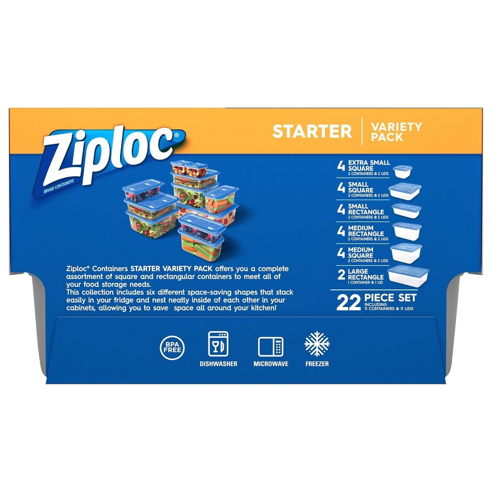 slide 2 of 6, Ziploc Variety Pack Containers Starter Kit, 22 ct