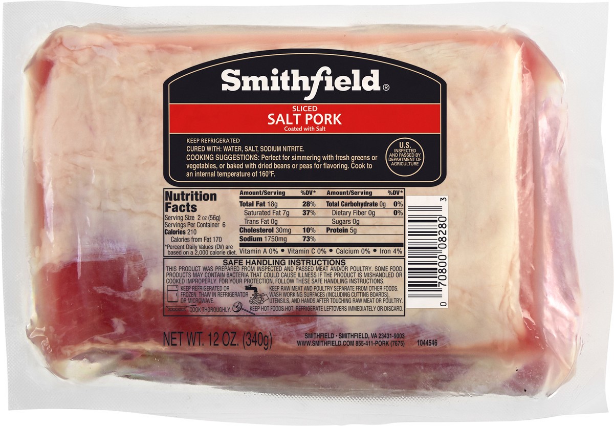slide 2 of 2, Smithfield Sliced Salt Pork, 12 oz
