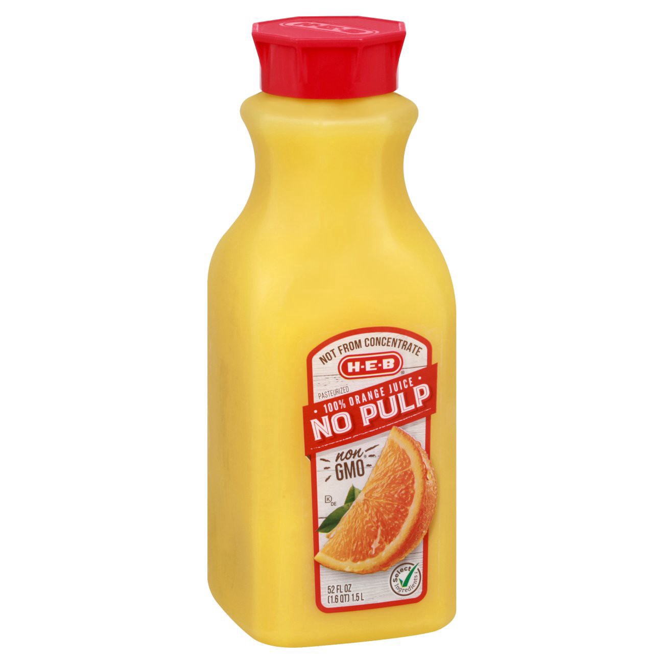 slide 1 of 1, H-E-B 100% Orange Juice - No Pulp, 52 oz