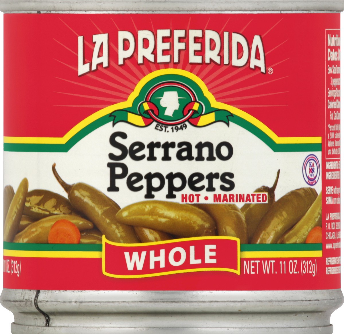 slide 2 of 2, La Preferida Serrano Peppers 11 oz, 11 oz