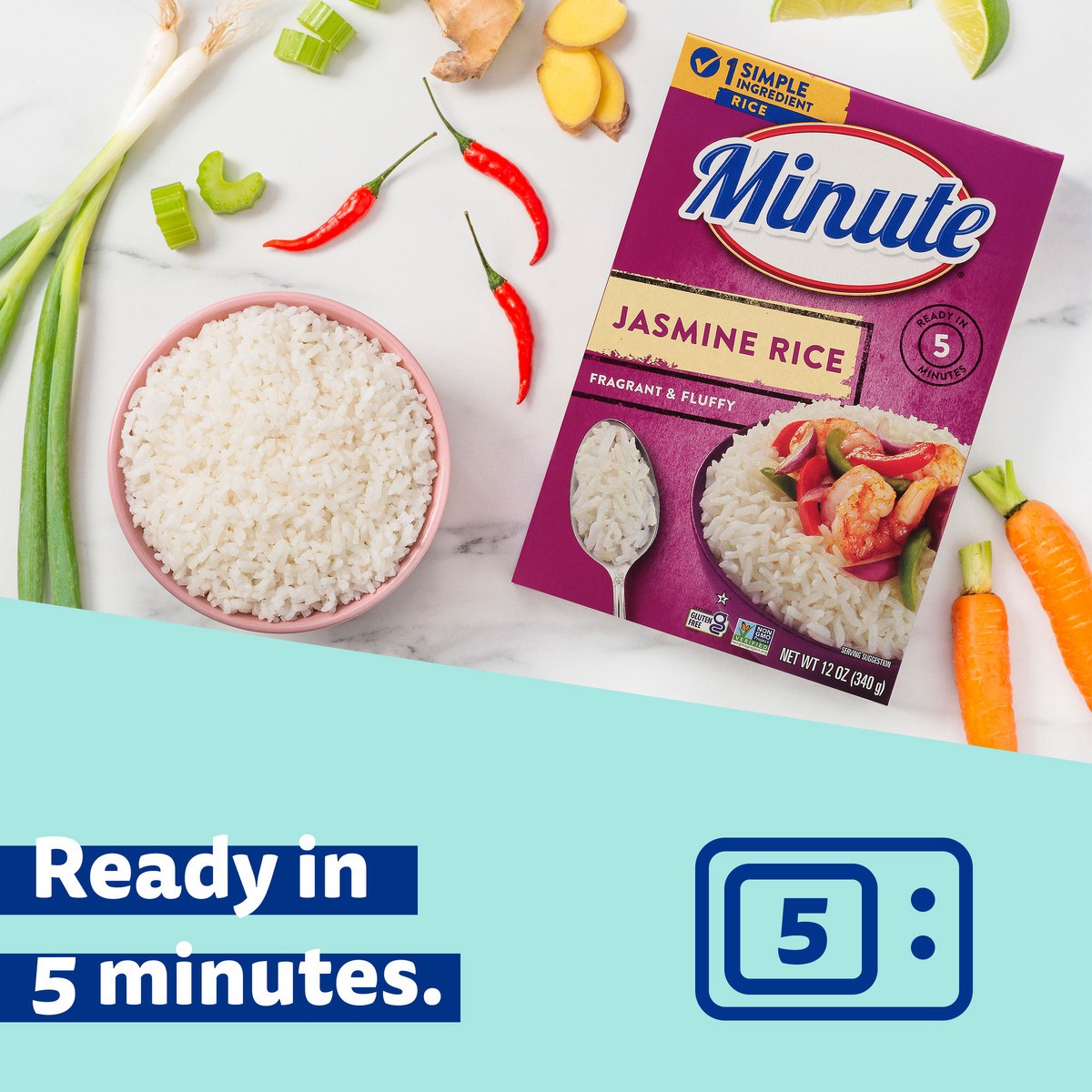 slide 1 of 6, Minute Jasmin Rice, Fragrant & Fluffy, 12 oz