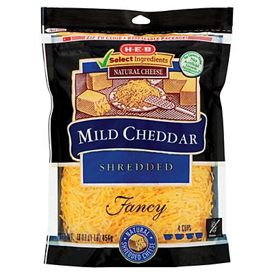 H-E-B Mild Cheddar Fancy Shredded Cheese 16 Oz | Shipt