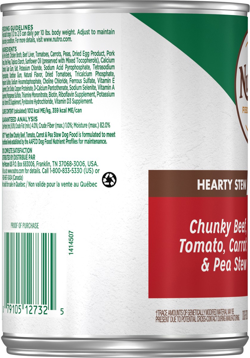 slide 3 of 7, Nutro Grain Free Hearty Stew Wet Dog Food Chunky Beef, Tomato, Carrot & Pea Stew - 12.5oz, 12.5 oz