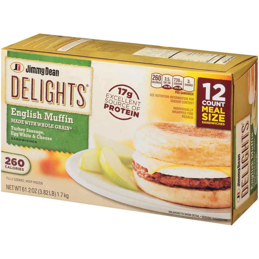 Jimmy Dean Delight Turkey Sausage Egg Cheese Muffin 12 ct; 61.2 oz | Shipt