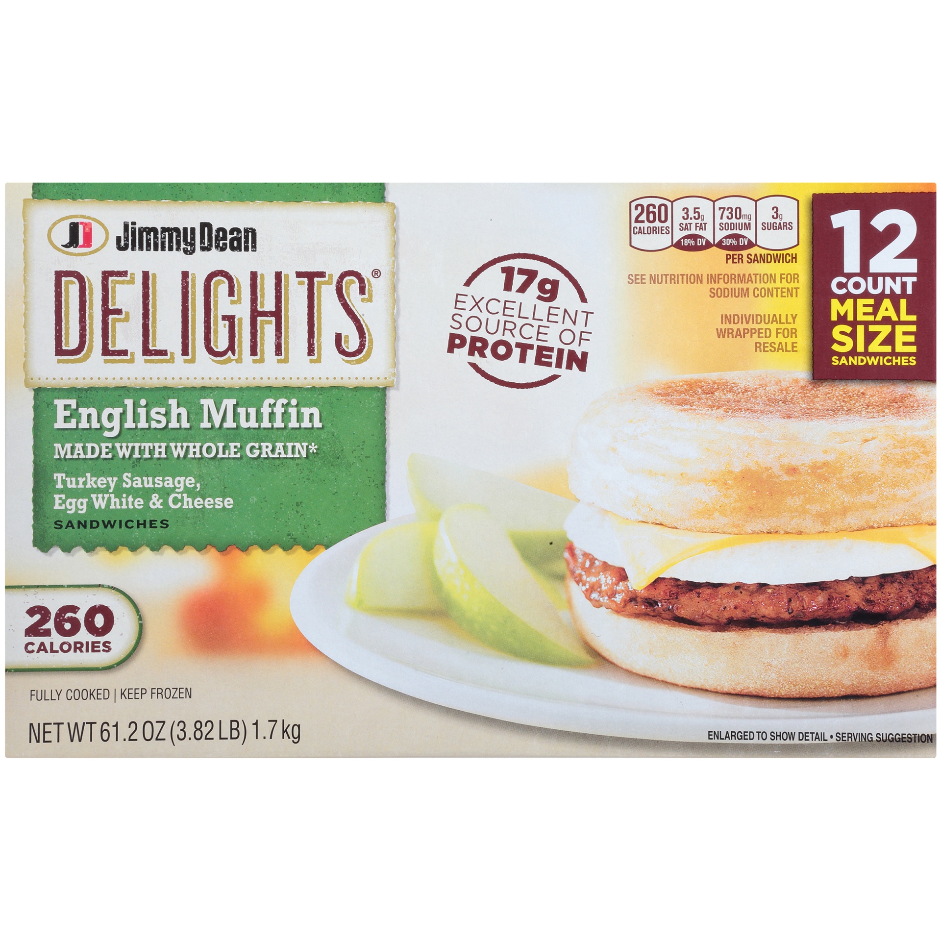 Jimmy Dean Delight Turkey Sausage Egg Cheese Muffin 12 ct; 61.2 oz Shipt