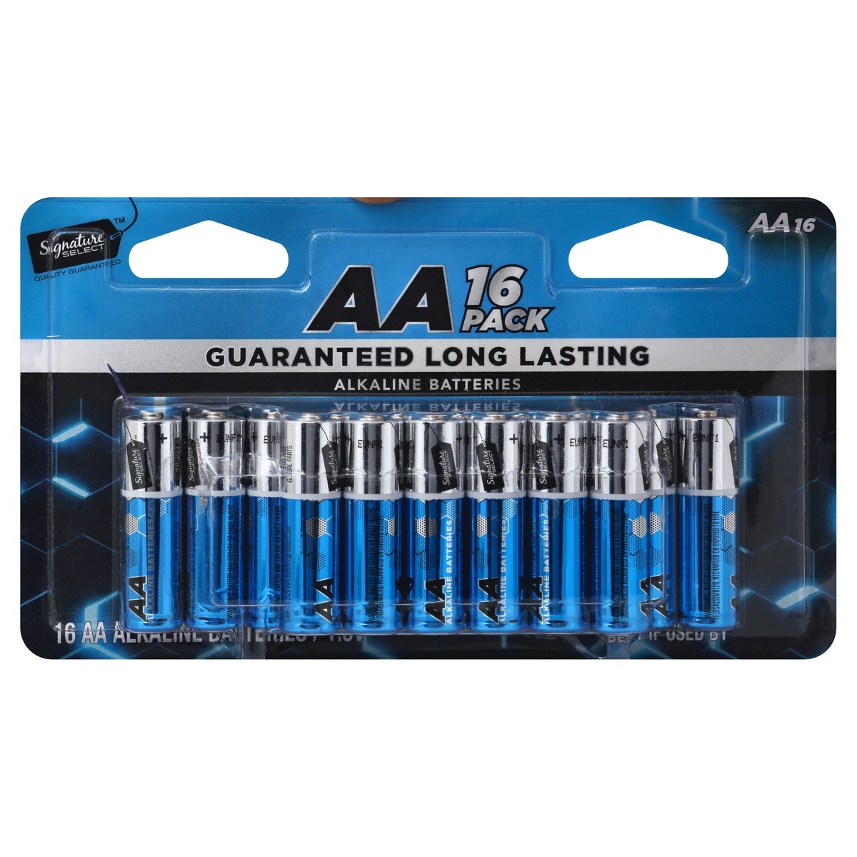 slide 1 of 1, Signature Select AA Alkaline Batteries 16 ea, 16 ct