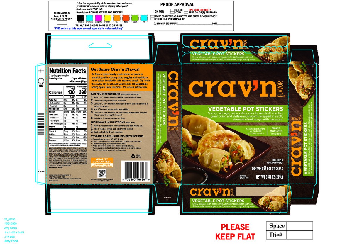 slide 10 of 15, Crav'n Flavor Vegetable Pot Stickers 9 Each, 9 ct