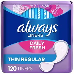 Always Thin No Feel Protection Regular Absorbency Unscented Daily Liners - 120 Count