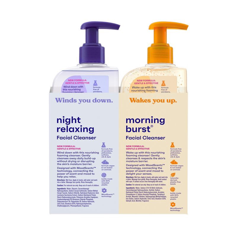 slide 2 of 5, Clean & Clear Day & Night Face Wash, Oil-Free & Hypoallergenic - Lavender and Orange - 16 fl oz - 2pk, 16 fl oz, 2 ct