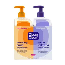 Clean & Clear Day & Night Face Wash, Oil-Free & Hypoallergenic - Lavender and Orange - 16 fl oz - 2pk