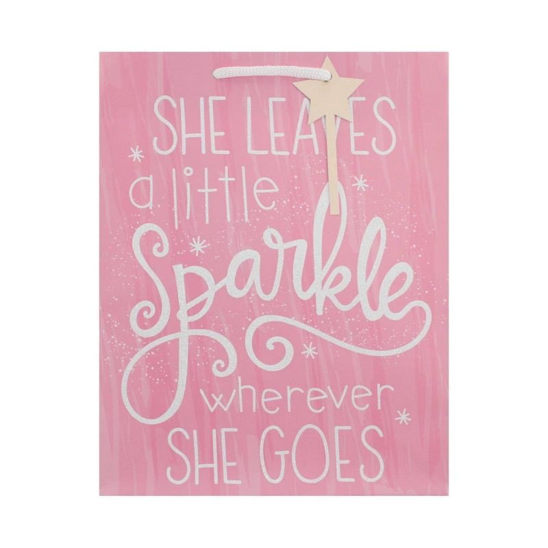 slide 2 of 3, Pink Medium Gift Bag - Spritz™: Birthday Princess Shapes, 12.75" x 10" x 5", Paper, No Choking Hazard, 1 ct