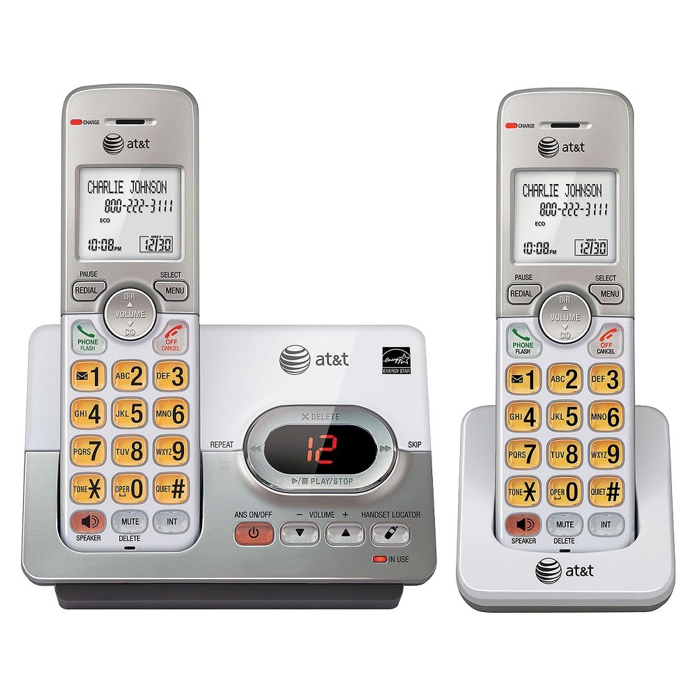 slide 3 of 3, AT&T EL52203 DECT 6.0 Expandable Cordless Phone System with Answering Machine, 2 Handsets - Silver, 1 ct