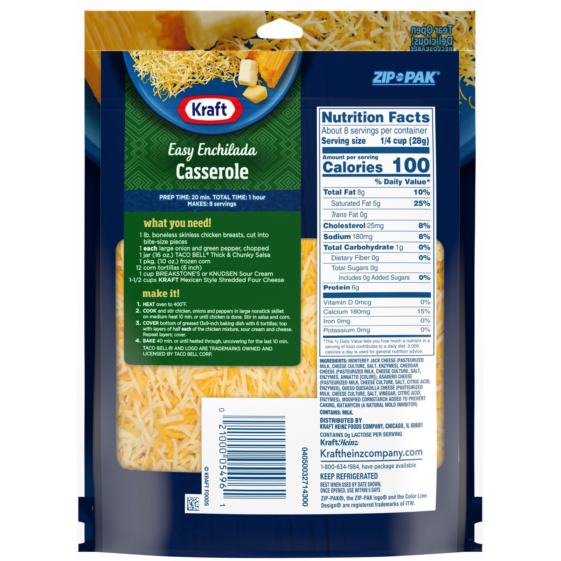 slide 9 of 11, Kraft Mexican Style Four Cheese Shredded Cheese, 0.5 lb