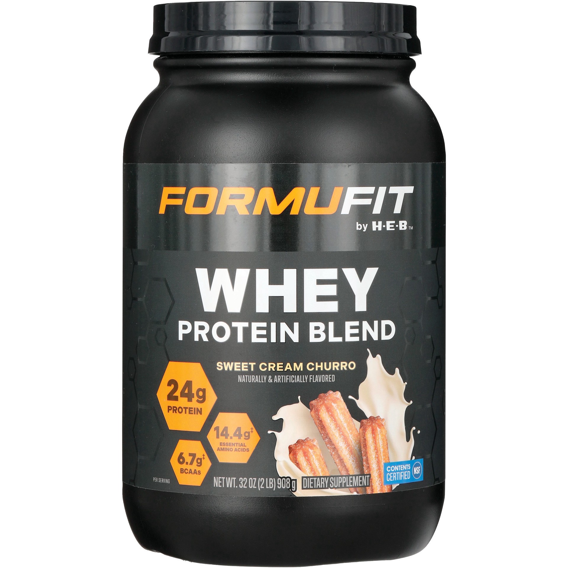 slide 1 of 1, FORMUFIT by H-E-B Whey Protein Blend - Sweet Cream Churro, 32 oz