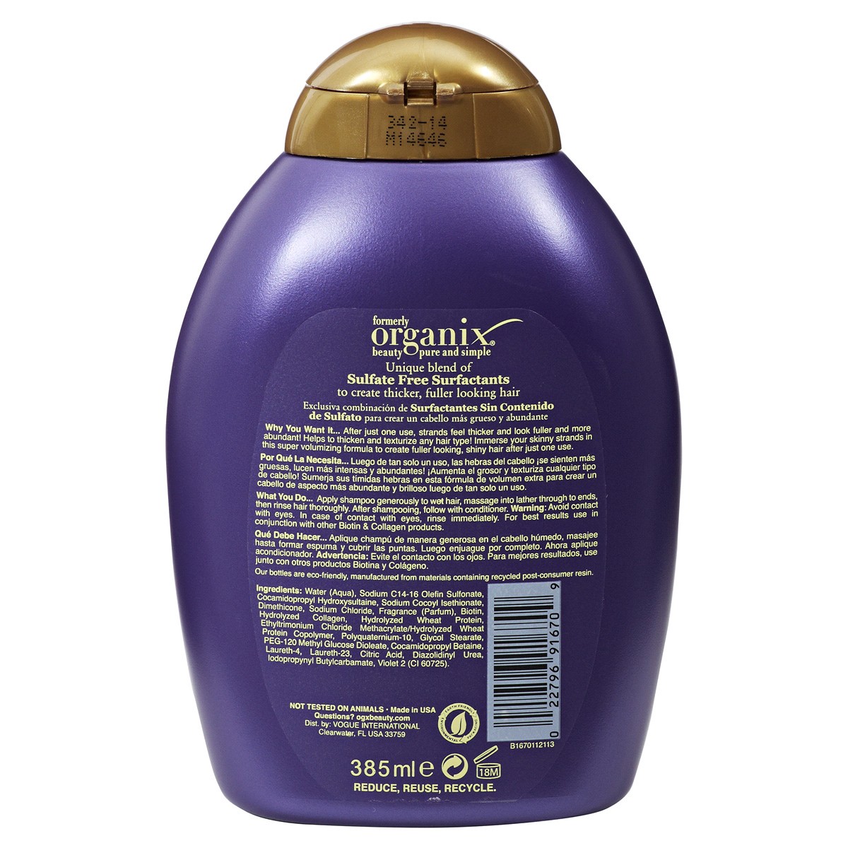 slide 2 of 2, OGX Thick & Full Biotin & Collagen Shampoo, 385 ml