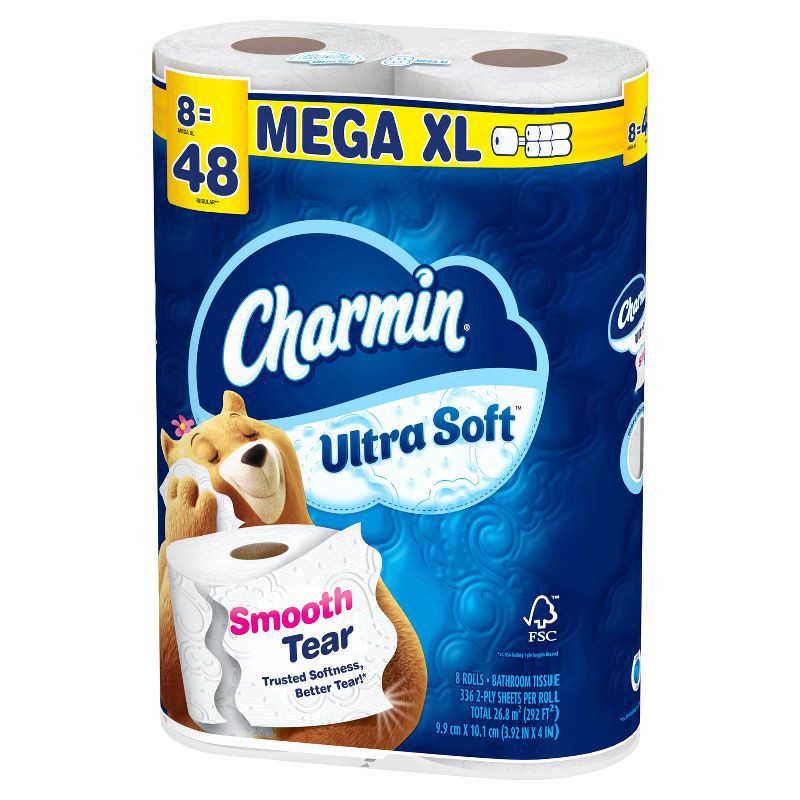 slide 12 of 15, Charmin Ultra Soft Toilet Paper 8 Mega XL Rolls, 336 Sheets Per Roll, 8 ct