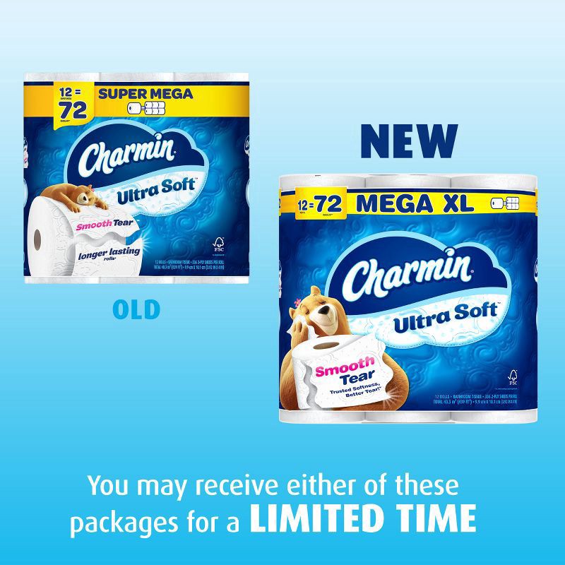 slide 9 of 15, Charmin Ultra Soft Toilet Paper 8 Mega XL Rolls, 336 Sheets Per Roll, 8 ct